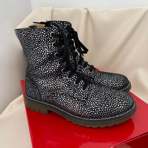 ** KIDS ** Pom D'Api "Sid Ranger" Silver Polka Dot Suede Boots, size 35 - Picture 13 of 16